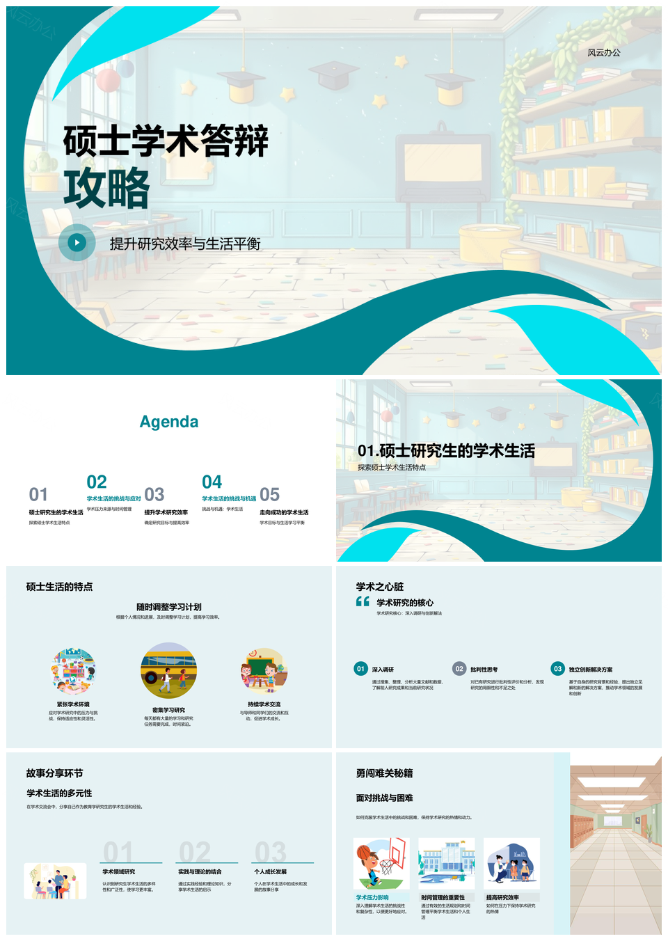硕士学术答辩高效攻略与生活平衡PPT模板