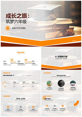 六年级毕业季成长筑梦定制学习优秀学子教育规划PPT模板