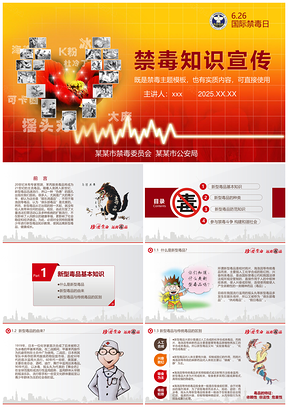 2025禁毒教育宣传严厉打击危害知识实践主题PPT模板