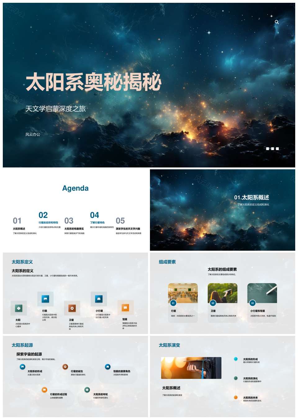 太阳系天文望远镜揭秘内外行星卫星彗星矮行星PPT模板