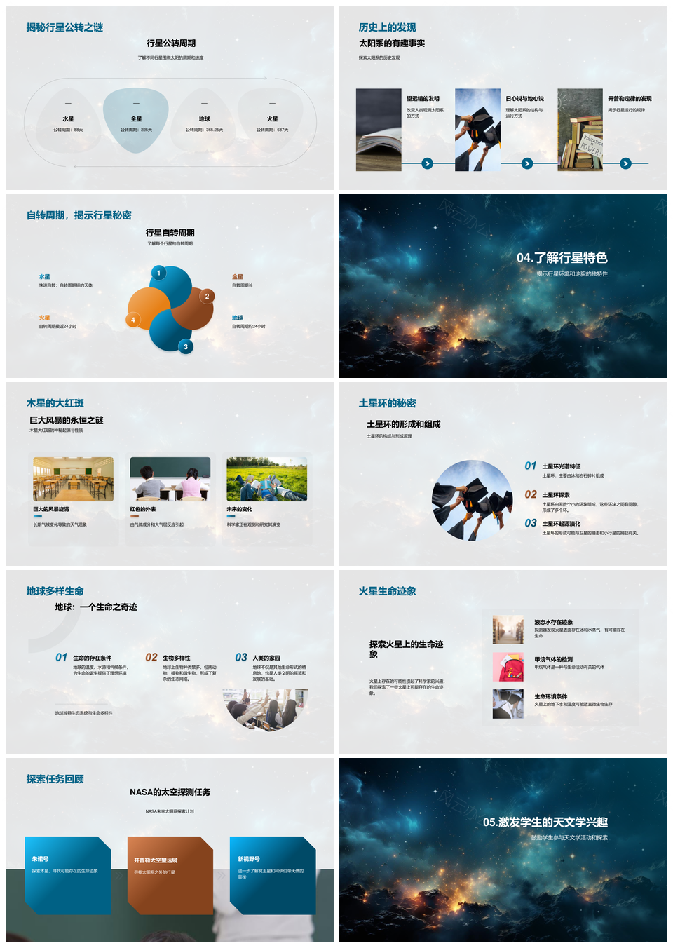 太阳系天文望远镜揭秘内外行星卫星彗星矮行星PPT模板