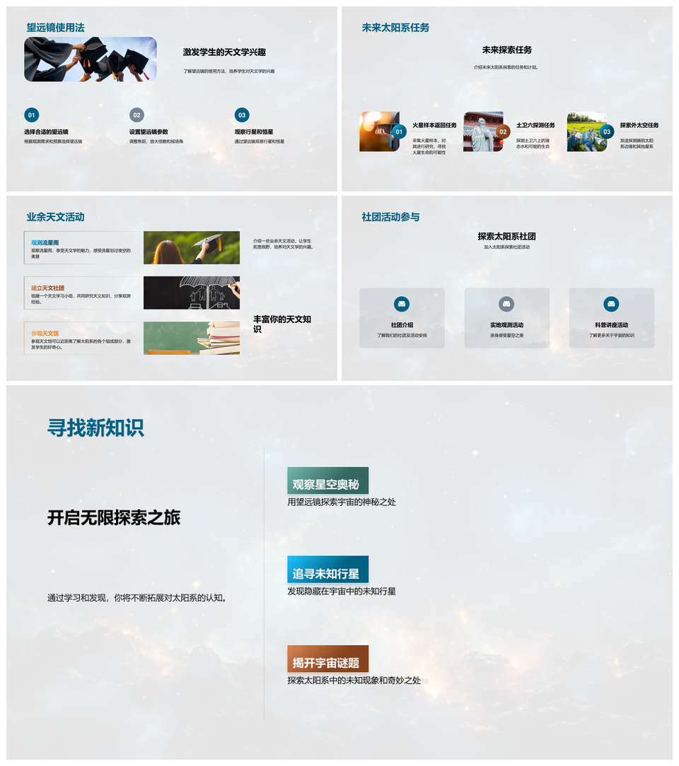 太阳系天文望远镜揭秘内外行星卫星彗星矮行星PPT模板