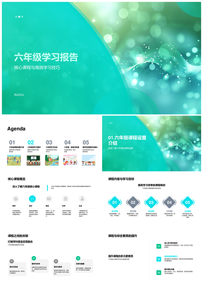 2025六年级核心课程高效学习时间习惯目标挑战机遇PPT模板