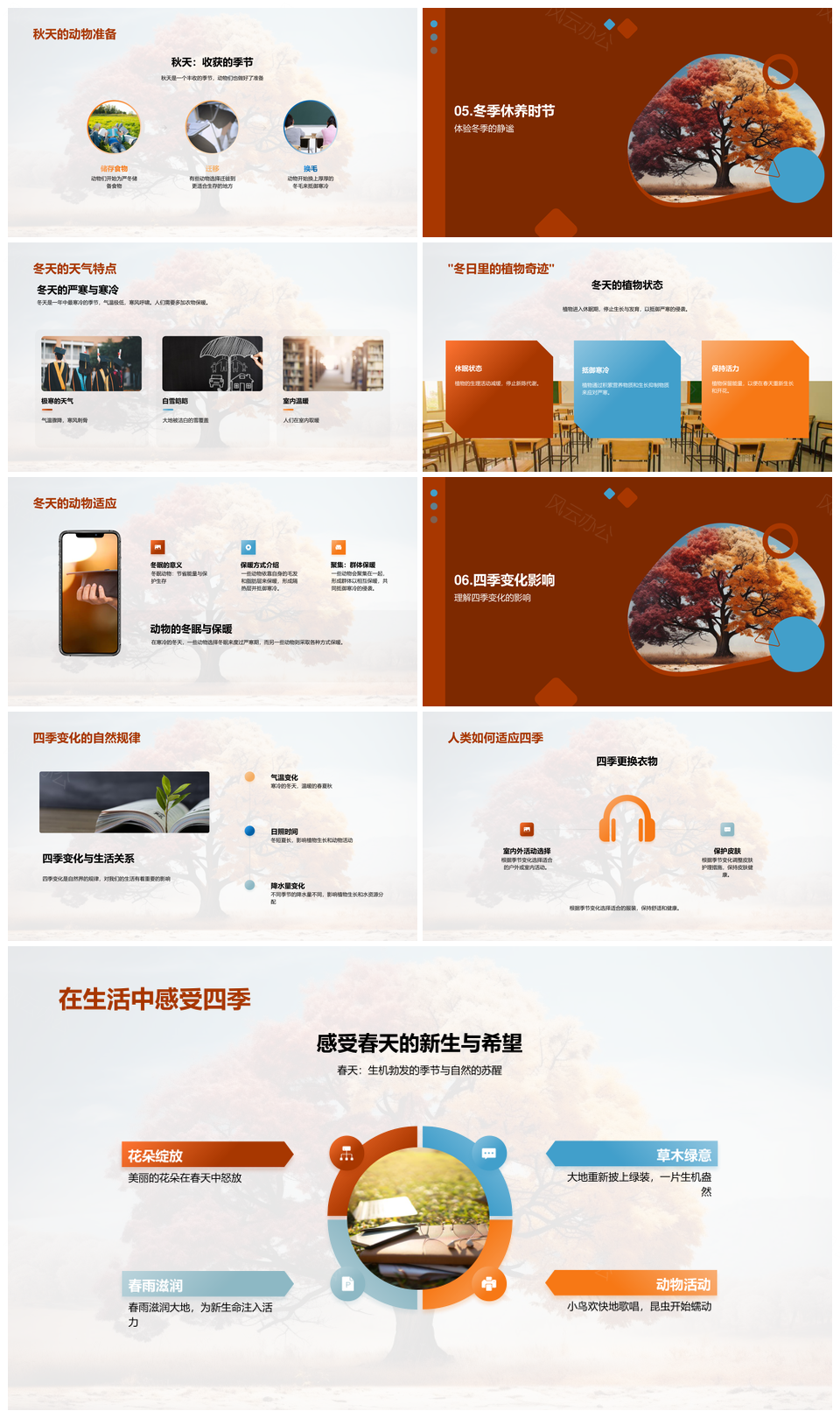 四季树映自然科学生活季节规律PPT模板