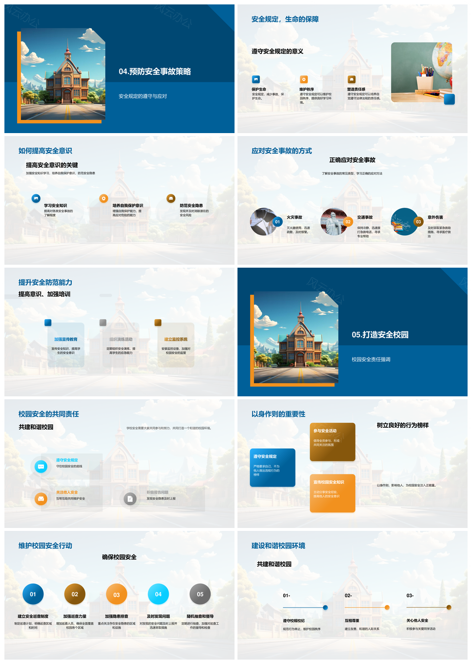 守护校园安全教育政策事故反思安全意识PPT模板
