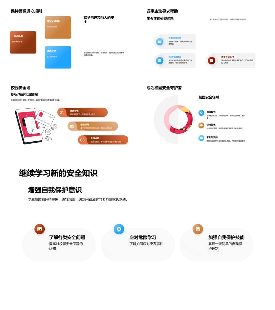 守护校园安全多安共筑遵规求助师长PPT模板