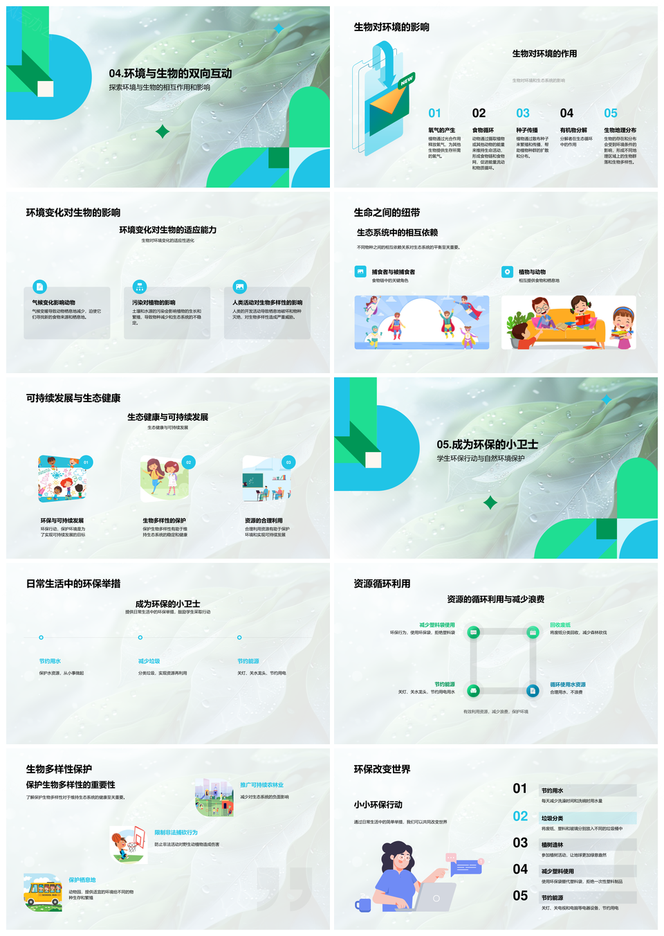 生物多样性生态系统适应与人类影响PPT模板