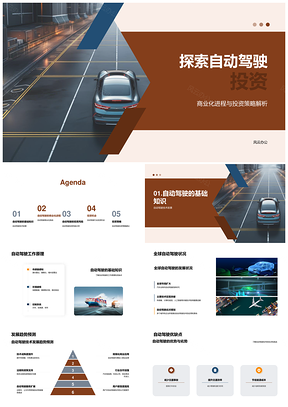 自动驾驶投资商业化法规技术突破风险管理PPT模板