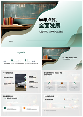 培训师团队年中工作课程执行贡献自评总结挑战成效PPT模板