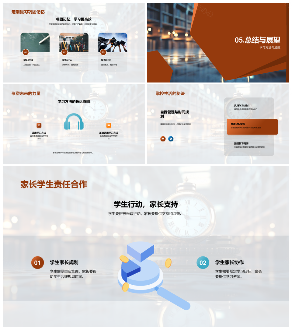 初一学生自我管理高效学习策略PPT模板