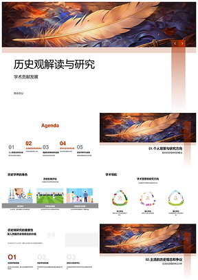 古代卷轴历史观解读研究与学术贡献PPT模板