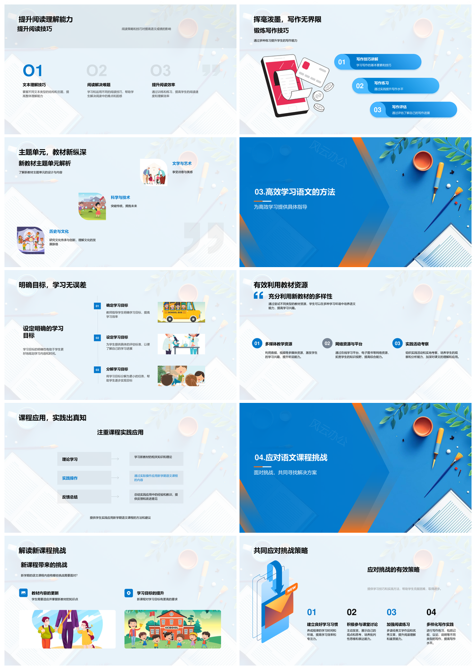 语文新课程读写目标教材实践挑战特点PPT模板