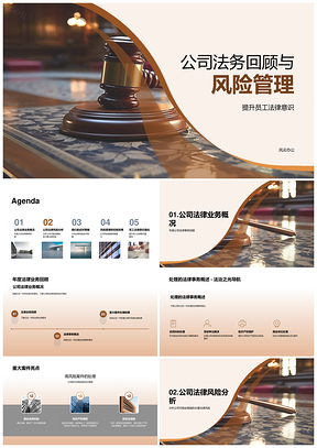 公司法务回顾法律风险管理与员工意识提升PPT模板