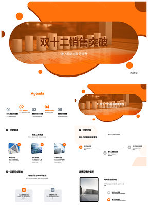 双十二电商销售突破优化策略服务提升增长趋势PPT模板