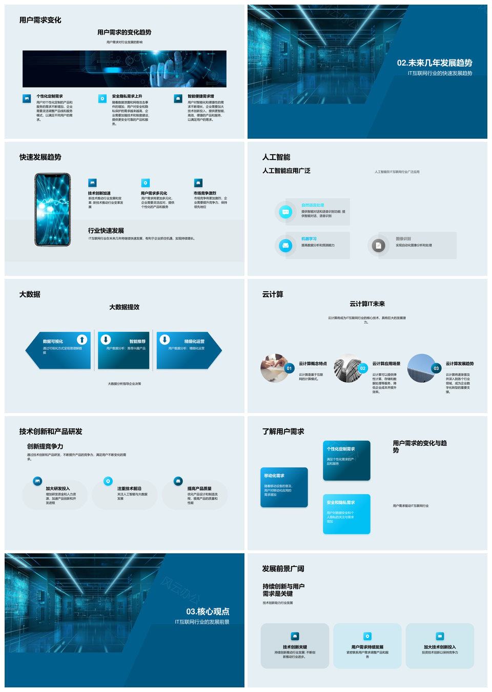 IT互联网人工智能大数据技术创新发展趋势分析PPT模板