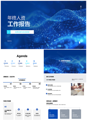 人资年终战略总结员工激励招聘培训沟通福利报告PPT模板