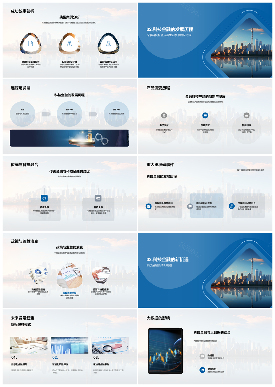 科技金融大数据AI区块链云投策风控未来城PPT模板