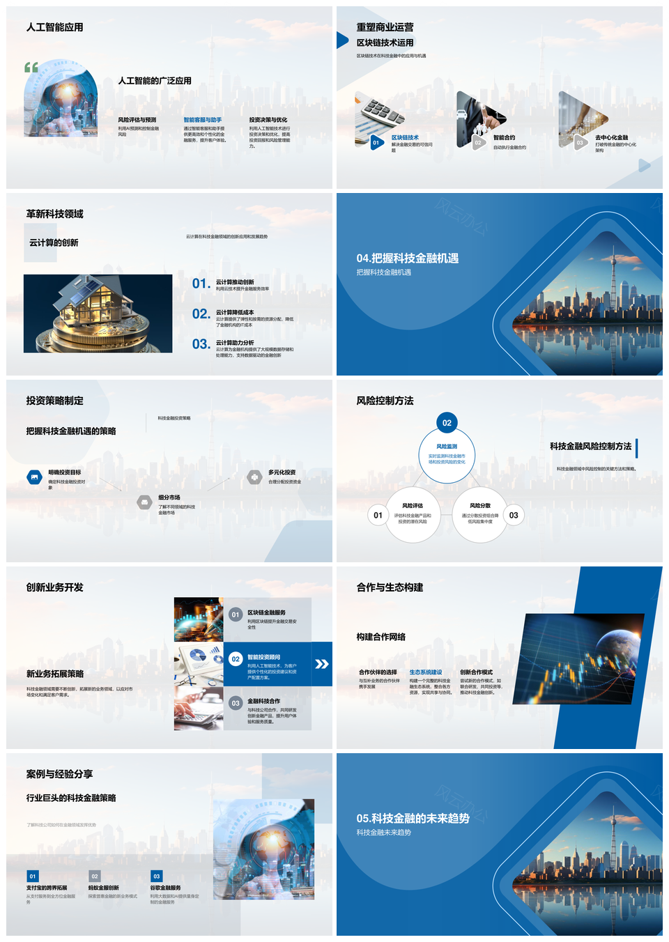 科技金融大数据AI区块链云投策风控未来城PPT模板
