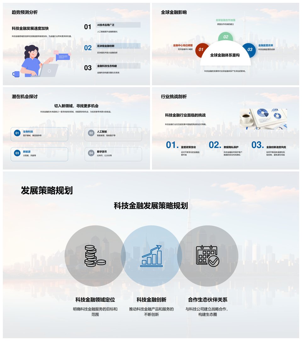 科技金融大数据AI区块链云投策风控未来城PPT模板