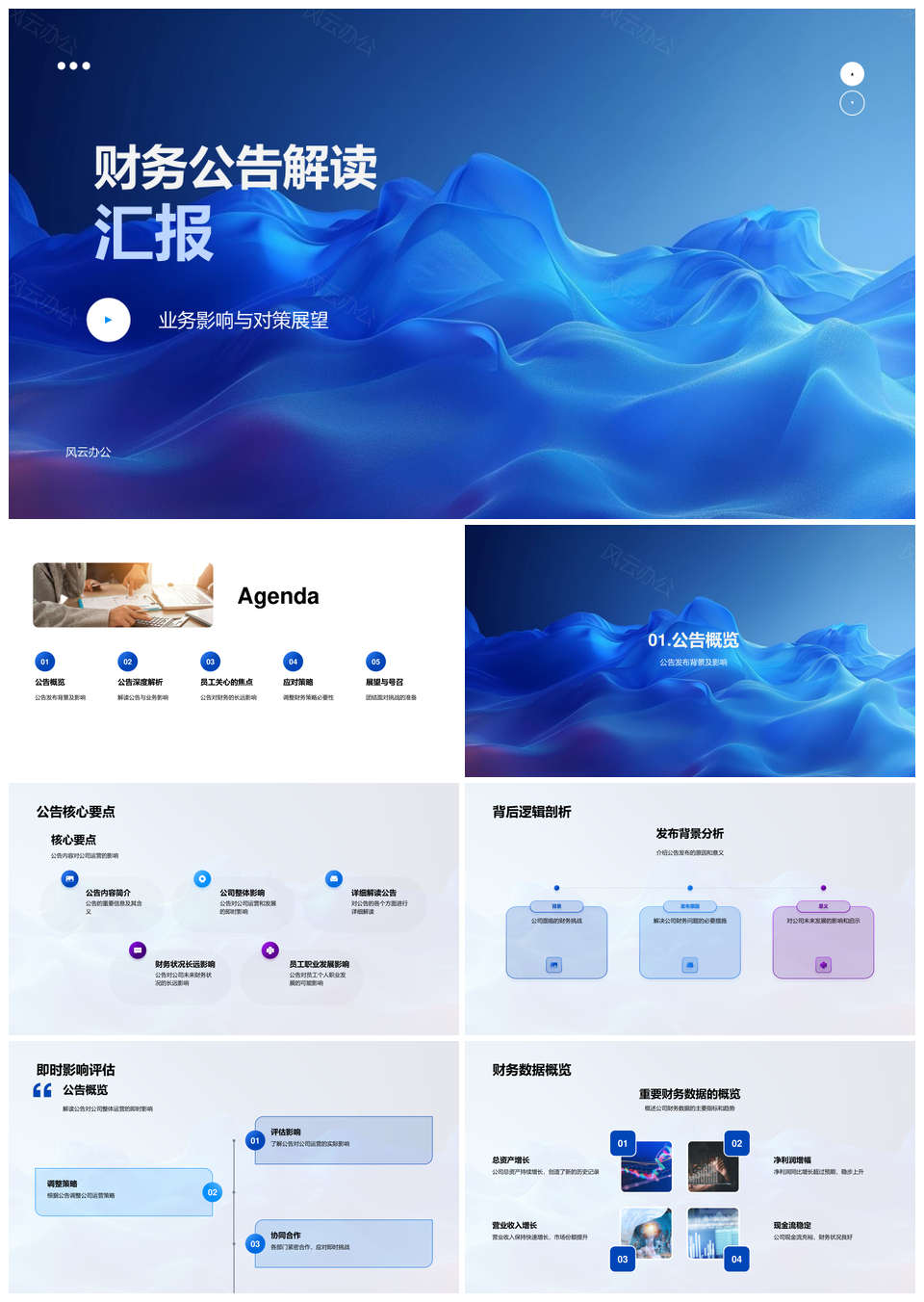 财务公告业务策略运营行业趋势数据员工发展PPT模板