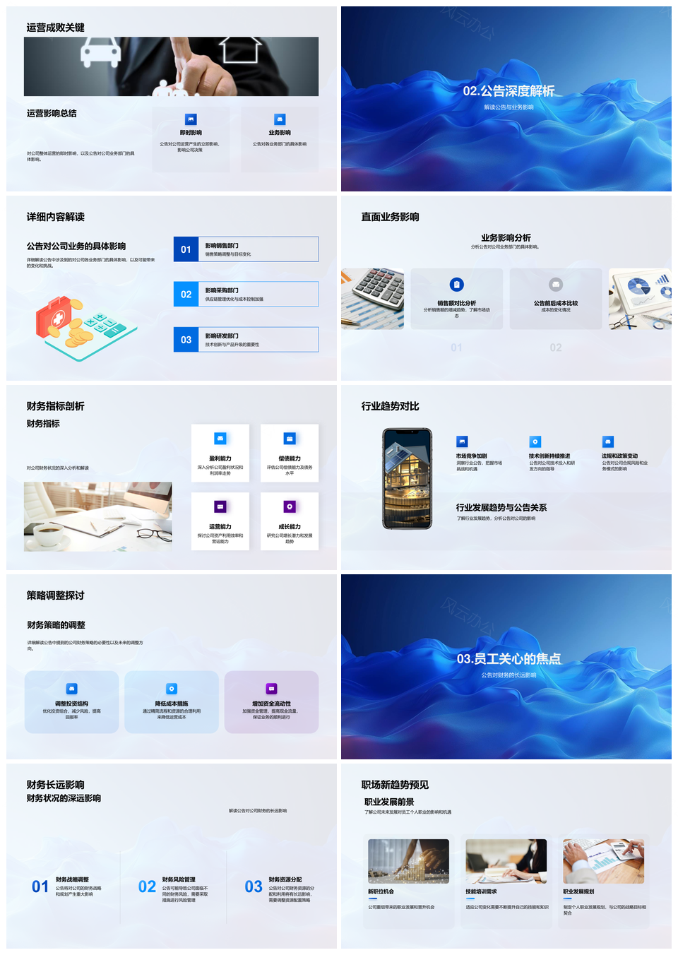 财务公告业务策略运营行业趋势数据员工发展PPT模板