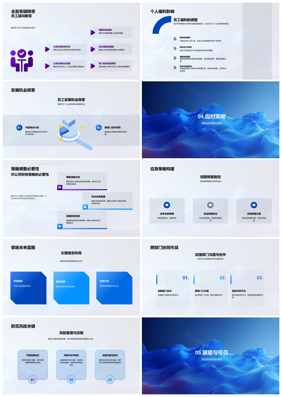 财务公告业务策略运营行业趋势数据员工发展PPT模板