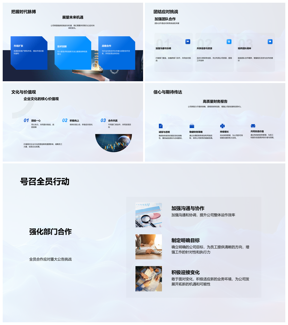 财务公告业务策略运营行业趋势数据员工发展PPT模板
