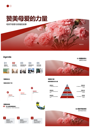 母亲节礼赞母爱力量感恩康乃馨PPT模板