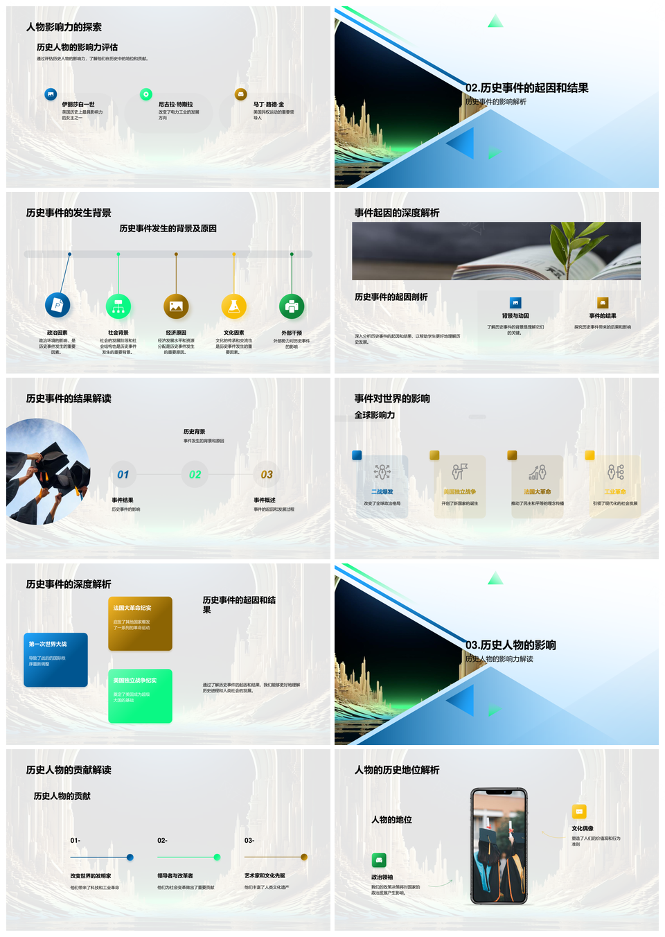 古今交融卷轴鉴人事件力量PPT模板