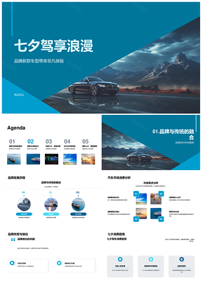 七夕豪华新车浪漫驾享车展优惠PPT模板