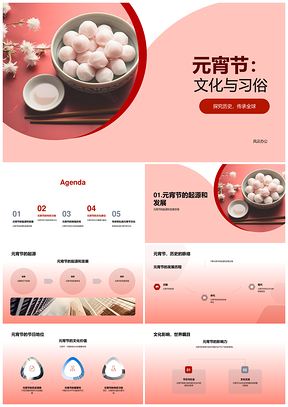 元宵节汉朝传统习俗灯谜灯笼美食文化传承PPT模板
