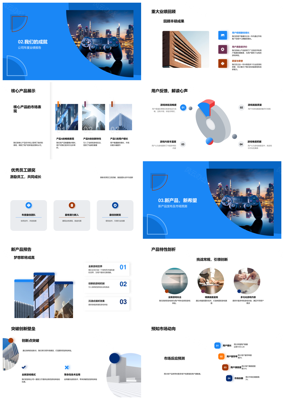 游戏公司新品发布优秀员工获奖市场分析助发展PPT模板