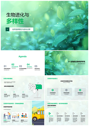 生物进化多样性自然选择遗传分类人类进化PPT模板