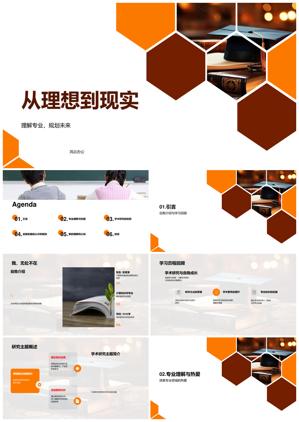 理想现实交织学术优势启航职业规划PPT模板