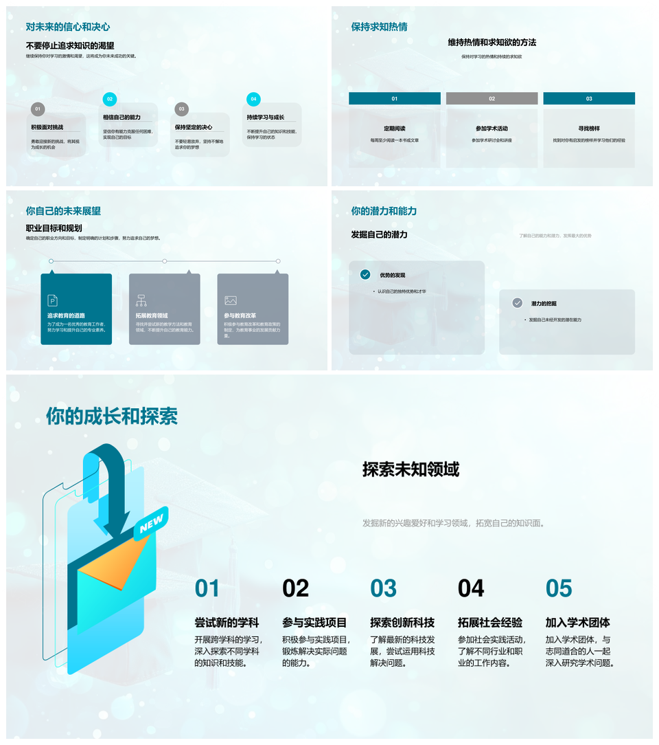 毕业赠言学年成就特长优势难忘学术才华贡献PPT模板