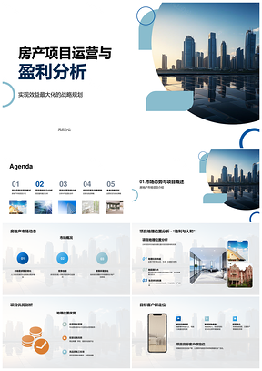 房产项目运营盈利市场地理客户数据KPI分析PPT模板
