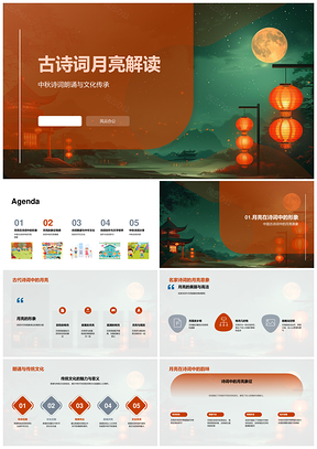 中秋古诗词月意象传承团圆情感文化PPT模板