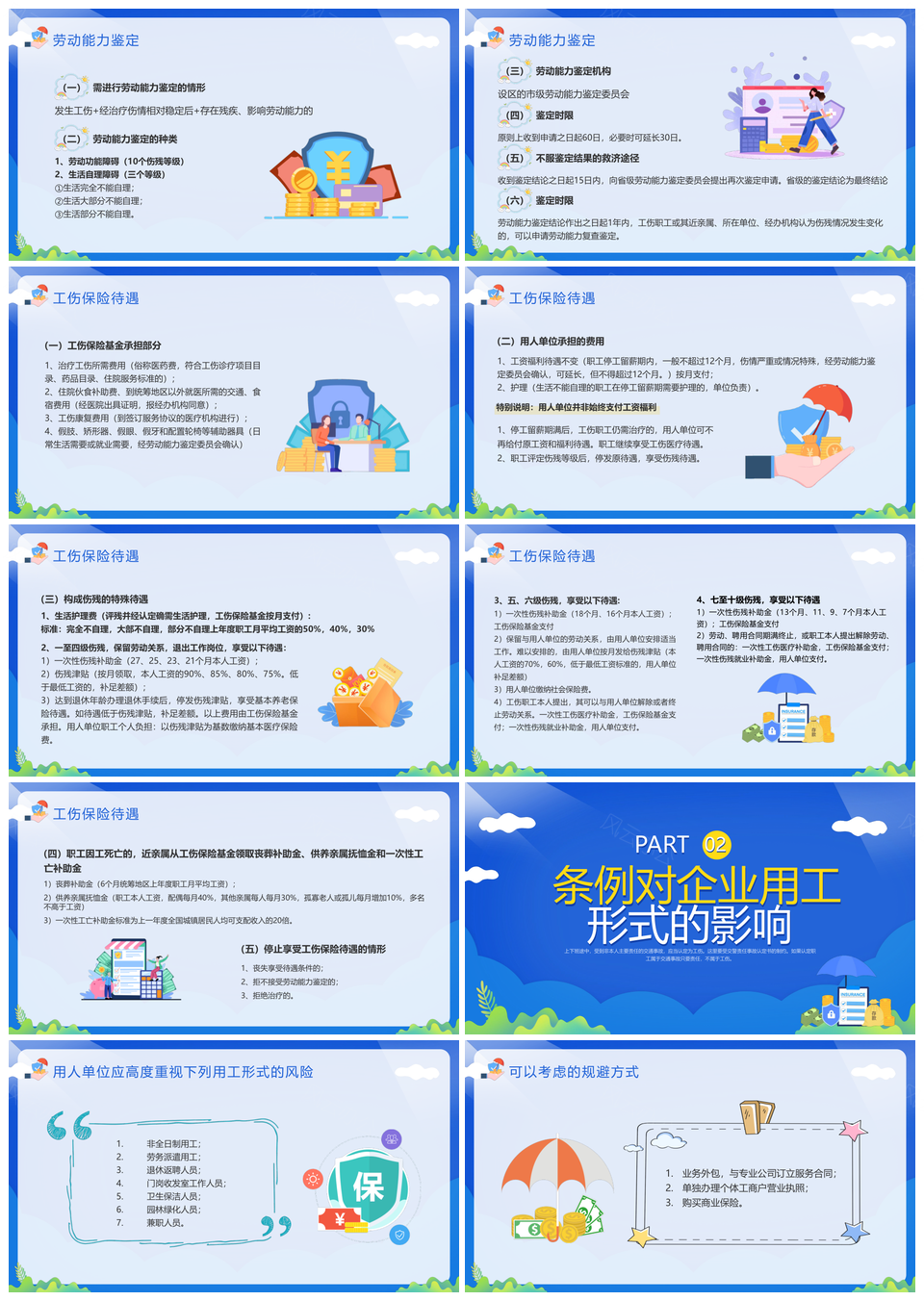 黄蓝简约工伤保险处理流程宣传动态PPT模板