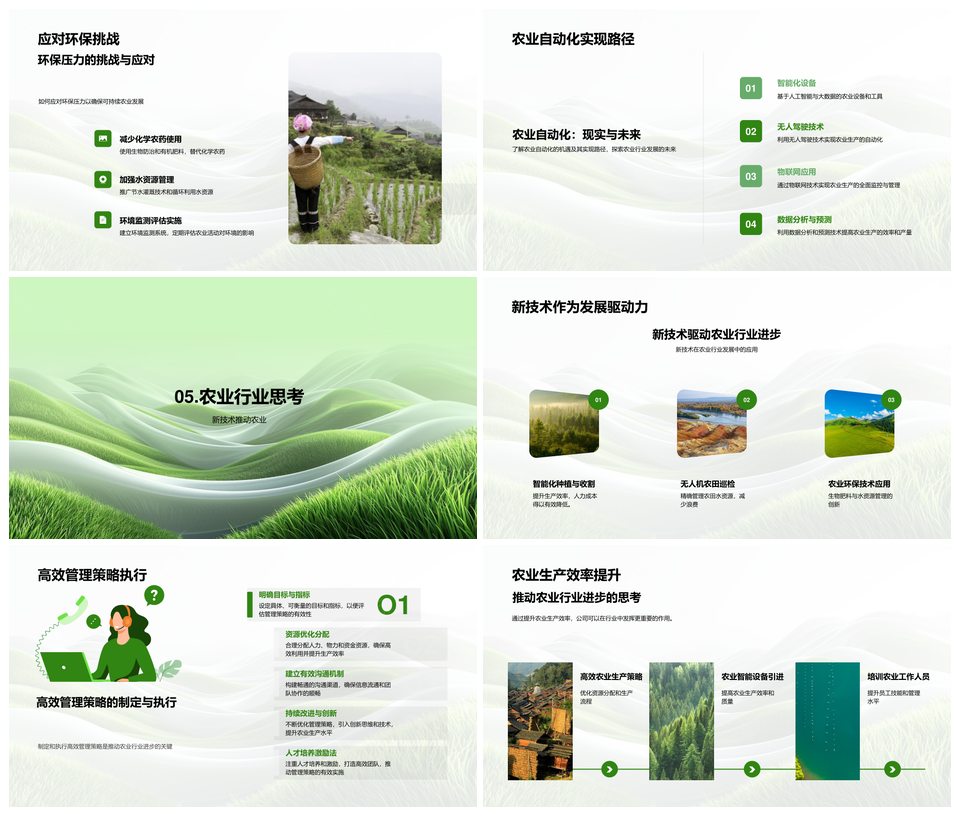 农业技术智能环保自动化种植增效PPT模板