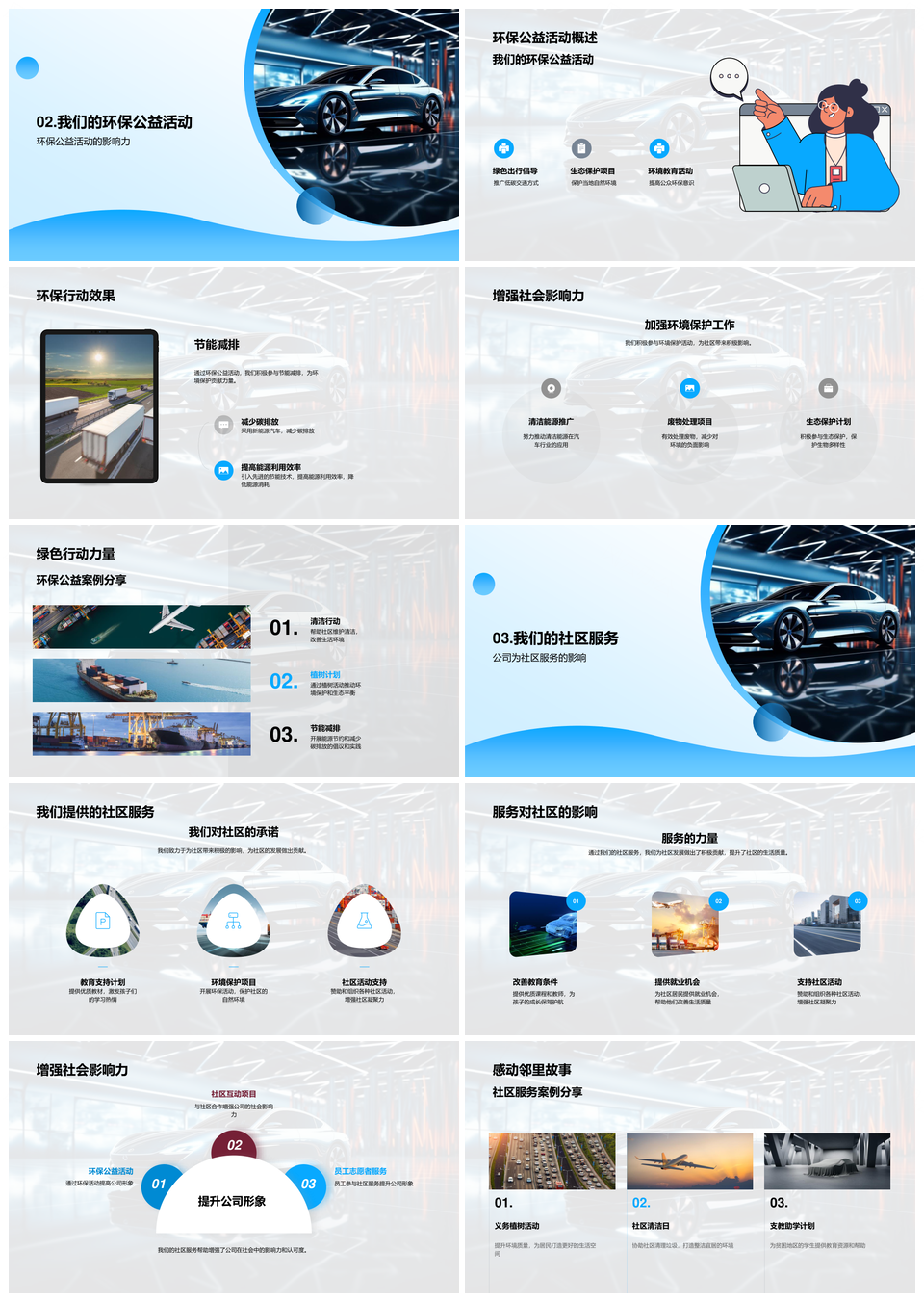 汽车企业社会担当环保公益助力社区发展PPT模板