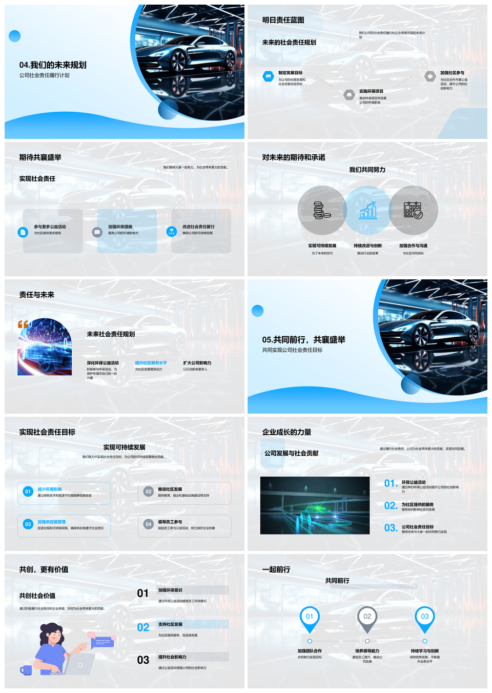 汽车企业社会担当环保公益助力社区发展PPT模板