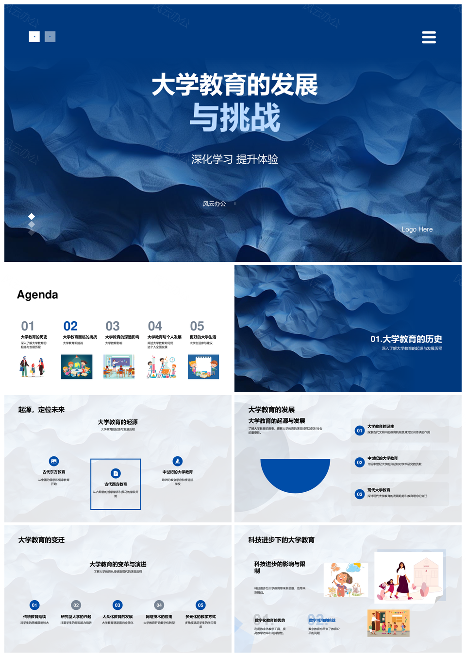 大学教育发展挑战下的学习深化体验提升PPT模板