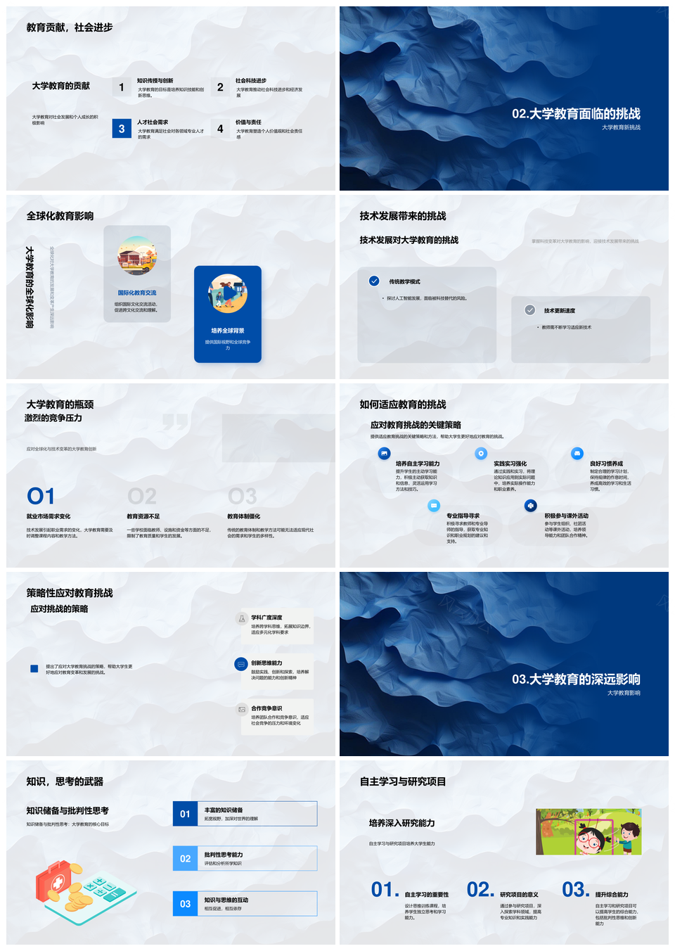 大学教育发展挑战下的学习深化体验提升PPT模板