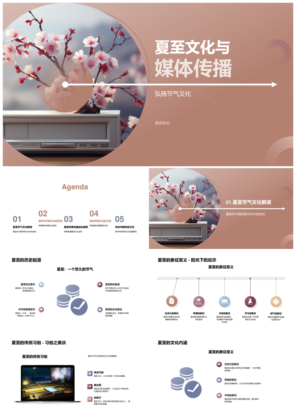 夏至文化传统媒体传播与节气习俗PPT模板