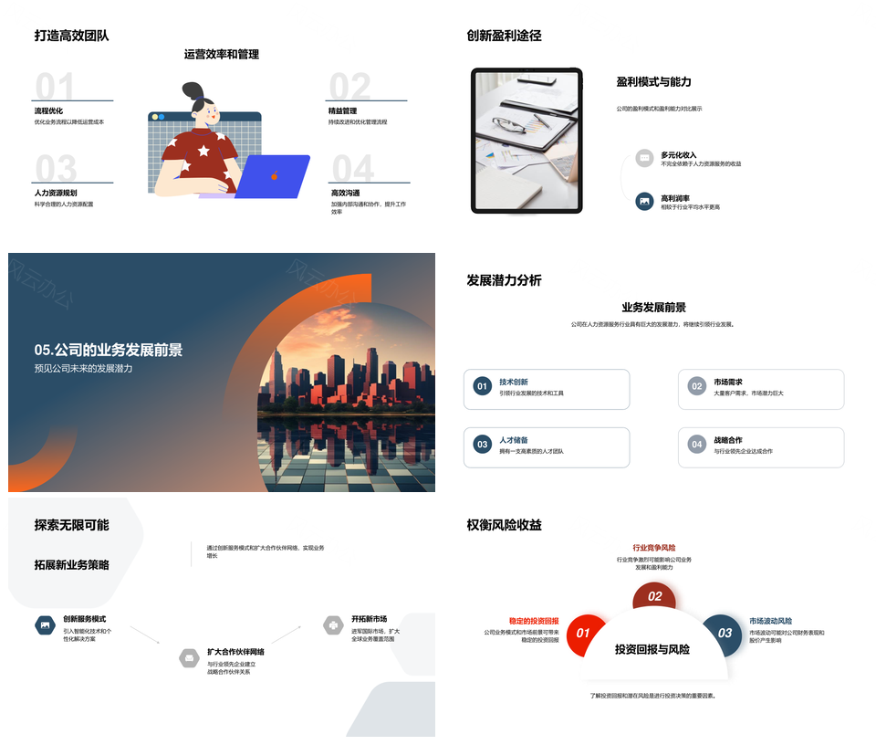 企业人力资源篇投资者创建背景企业大楼PPT模板