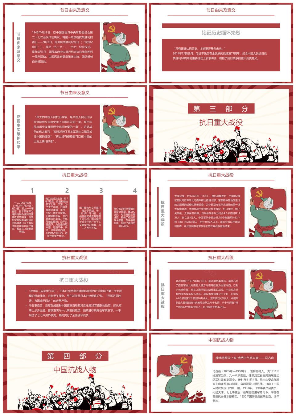 热烈庆贺中国抗日战争胜利74周年成功解放PPT模板