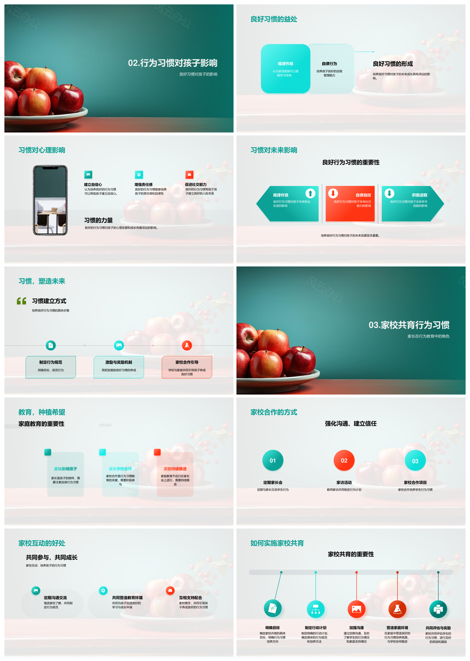 家校合作共育二年级学生良好行为习惯PPT模板