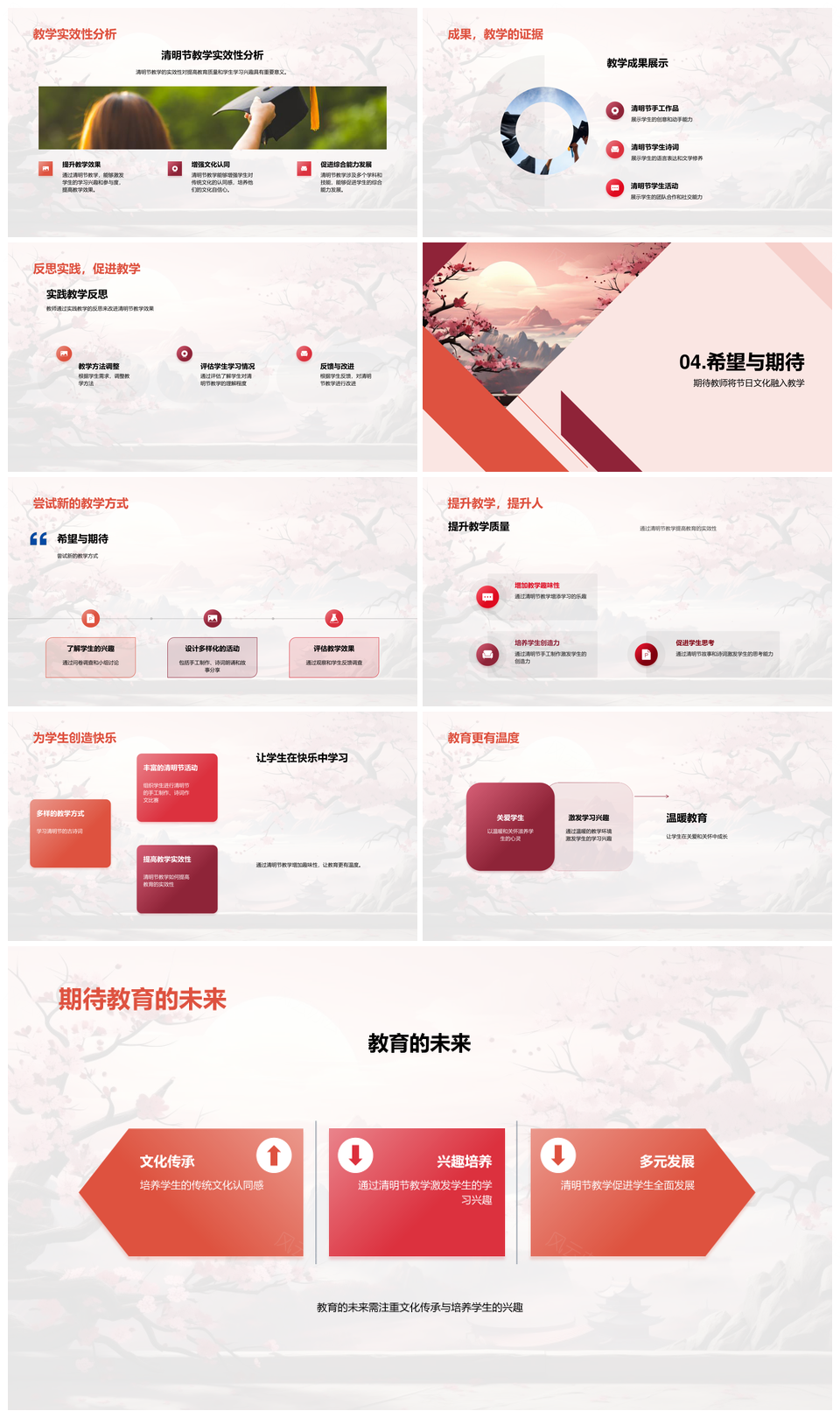 清明文化教育融习俗手工樱雨寻源PPT模板