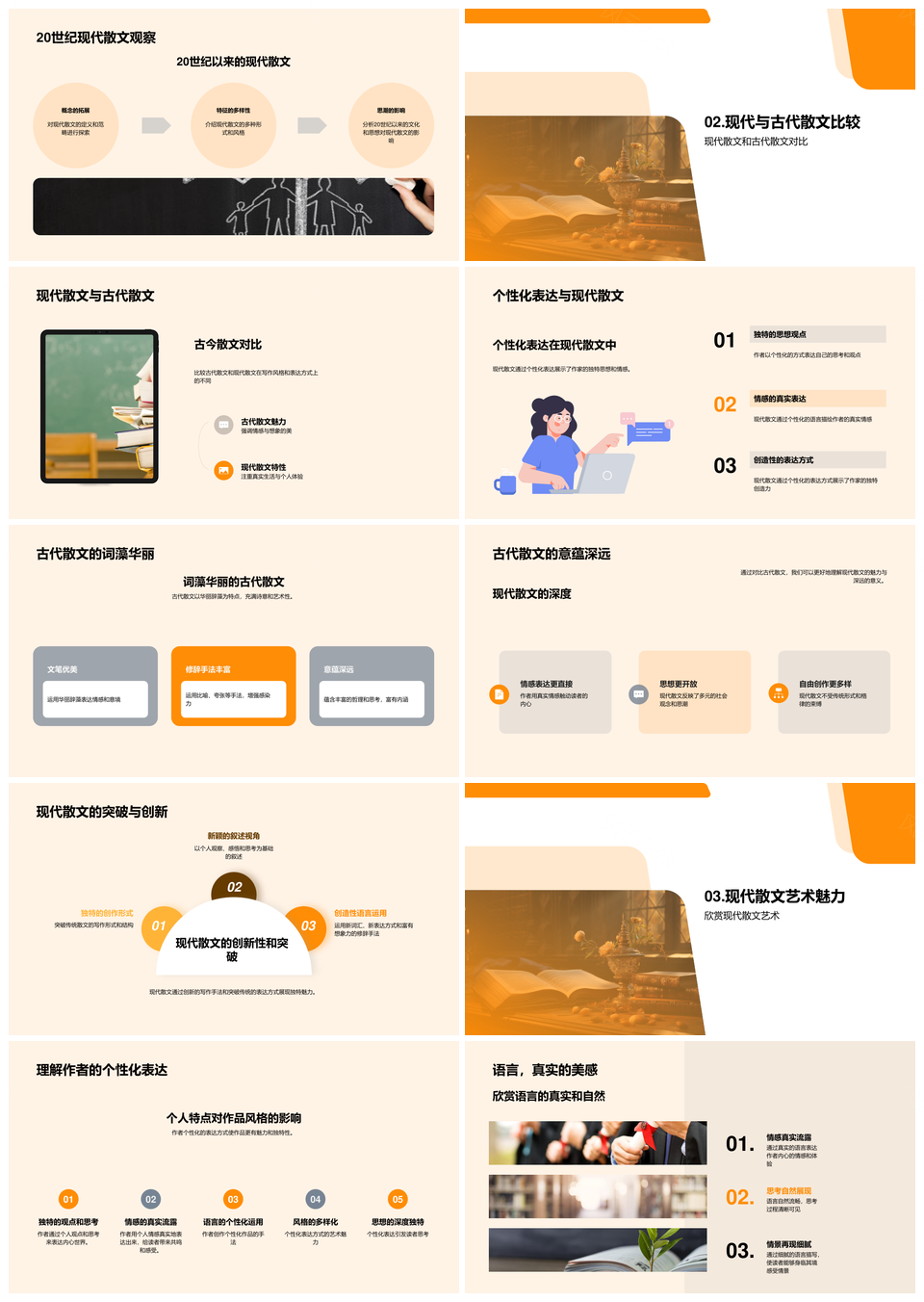 现代散文艺术与古代词藻意蕴探微PPT模板