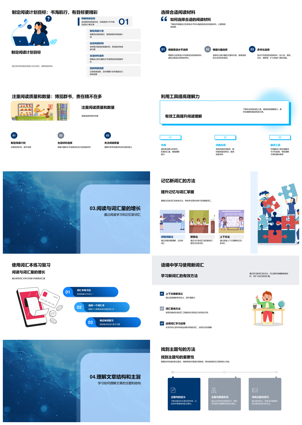 英语阅读技巧提升效率实践方法PPT模板